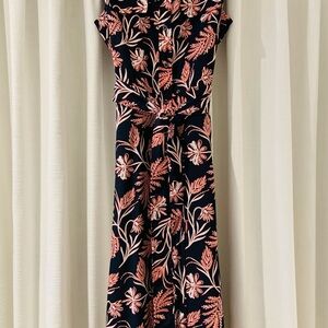 Banana Republic Navy Red and White Floral Maxi Dress